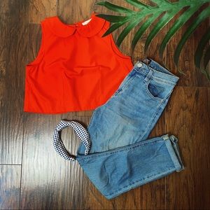 Urban Outfitters Orange Red Open Back Crop Top